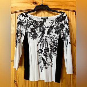 White House Black Market black and white floral top.